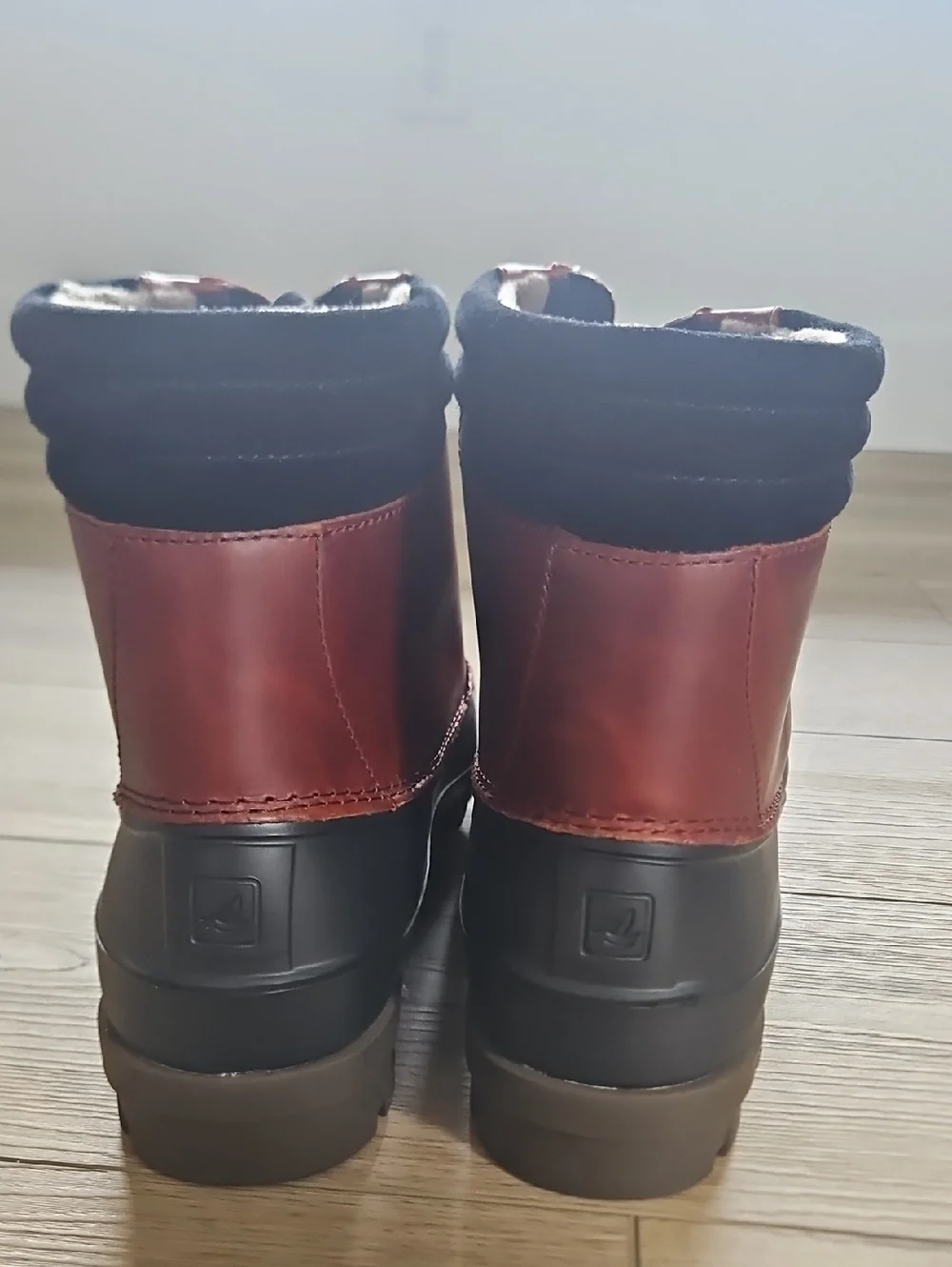Sperry Men’s Brown Leather and Black Rubber Rain Boot Avenue Duck
